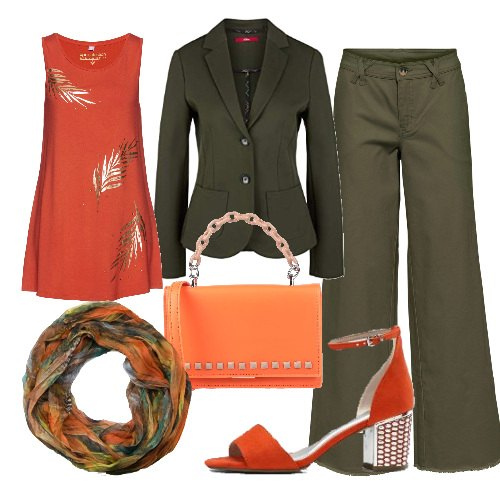 Outfit donna - Over 50 in allegria. Stile Chic per Cerimonia. Abbinamento con pantaloni, top, vestiti midi/longuette, borse a mano, blazer, foulard.