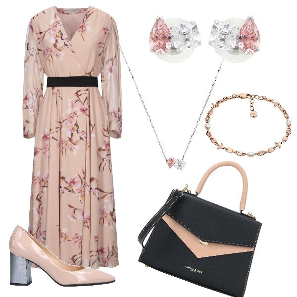 Outfit donna - Pasqua con eleganza. Stile Chic per Cerimonia. Abbinamento con vestiti lunghi, décolleté, borse a mano, orecchini, braccialetti, collane.