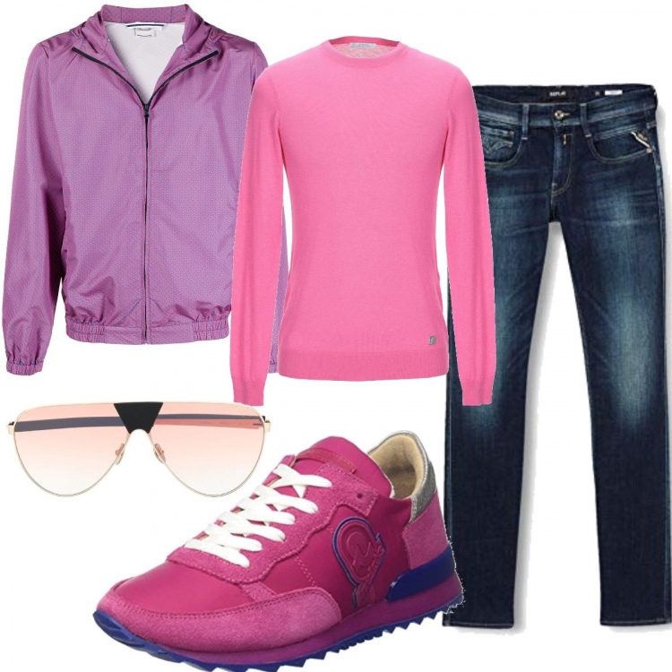 Outfit uomo - Very look trendy picnic. Stile Trendy per Mare. Abbinamento con pullovers, giacche, occhiali da sole, jeans, sneakers.