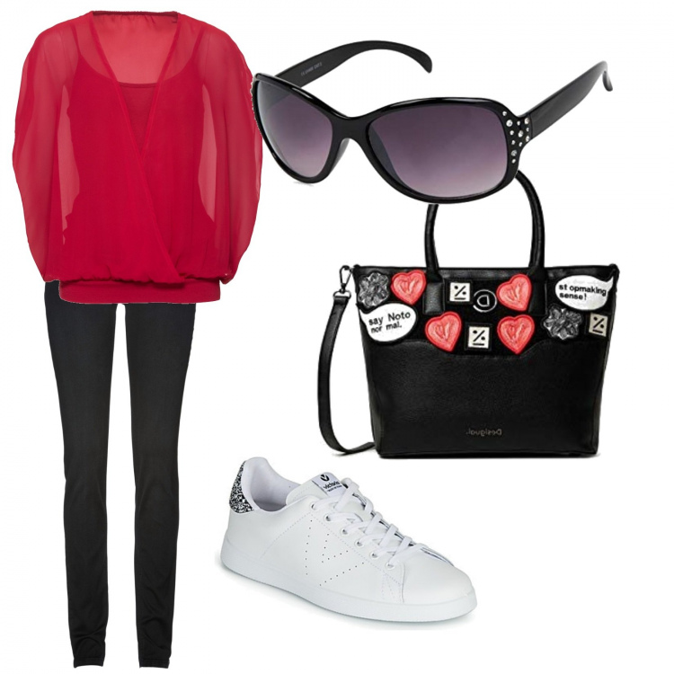 Outfit donna - Basic #15767. Stile Basic per Tutti i giorni. Abbinamento con jeans skinny, bluse, sneakers, borse a mano, occhiali da sole.