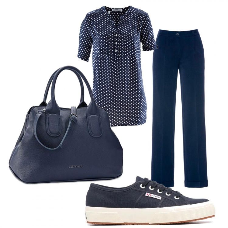 Outfit donna - Basic #15985. Stile Basic per Tutti i giorni. Abbinamento con pantaloni, tuniche, sneakers, borse a mano.