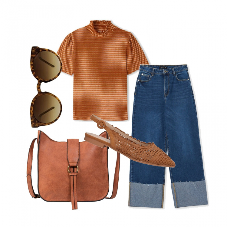 Outfit donna - I jeans ampi, che comodità. Stile Urban per Tutti i giorni. Abbinamento con borse a tracolla, ballerine, jeans, t-shirt, occhiali da sole.