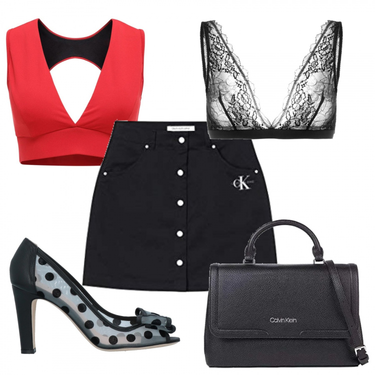 Outfit donna - Basic #16513. Stile Basic per Scuola/Università. look ideale per Petite. Abbinamento con bralette, décolleté, top, top, minigonne.