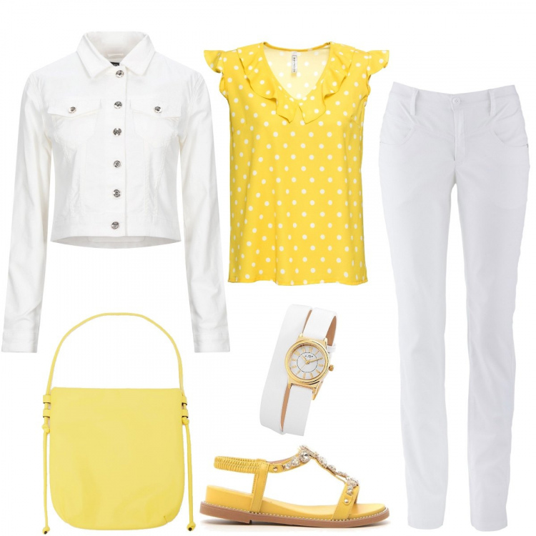 Outfit donna - Refresh your life. Stile Basic per Tutti i giorni. Abbinamento con pantaloni, bluse, cappotti, shopping bag, sandali, orologi.