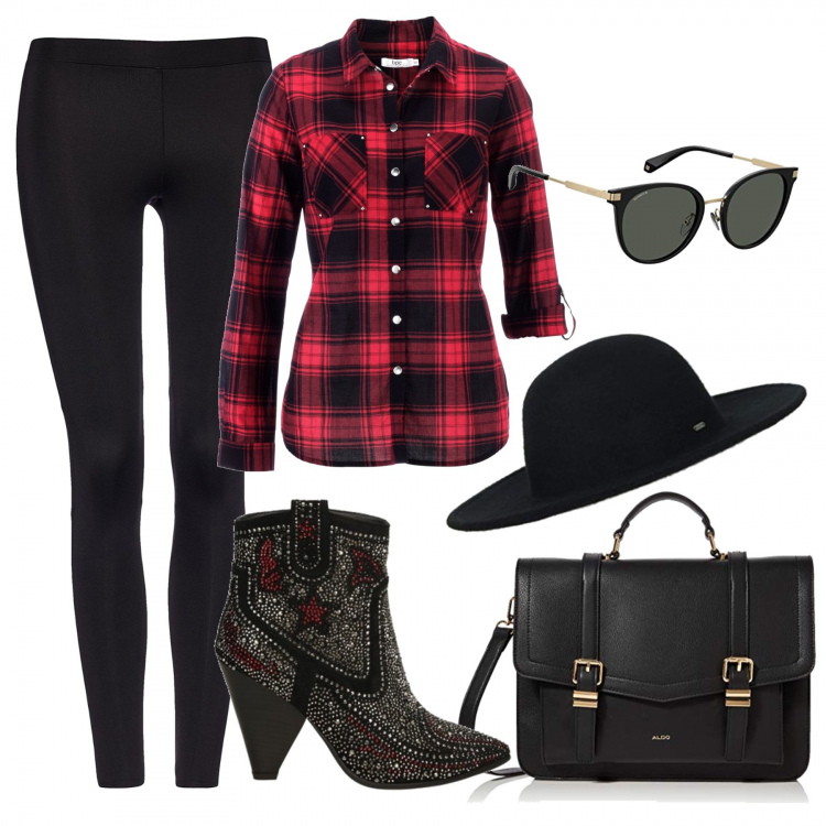 Outfit donna - City Spring. Stile Urban per Tutti i giorni. Abbinamento con camicie, stivaletti, borse messenger, leggings, berretti, occhiali da sole.