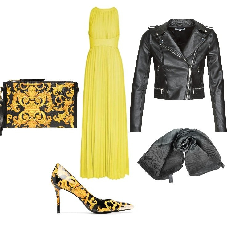 Outfit donna - Rock #2338. Stile Rock per Serata fuori. Abbinamento con sciarpe, giacche, décolleté, clutch, vestiti lunghi.