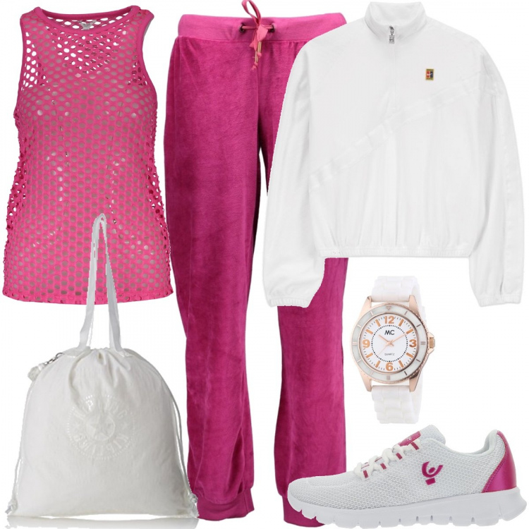 Outfit donna - Fucsia. Stile Basic per Tutti i giorni. Abbinamento con sneakers, pantaloni, canottiere, orologi, giacche, borse tote.