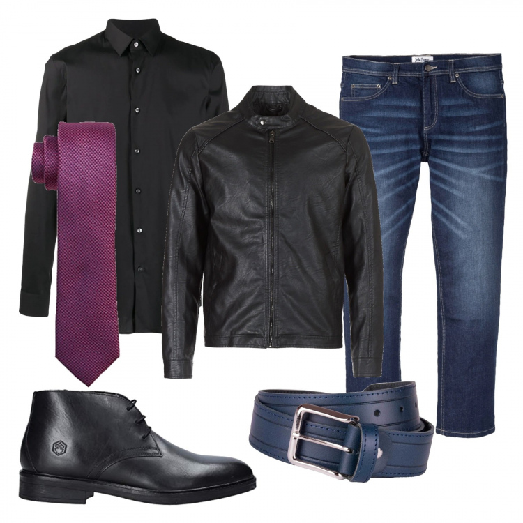 Outfit uomo - Stasera usciamo. Stile Business/Elegante per Serata speciale. Abbinamento con jeans dritti, giacche, cinture, abiti, cravatte, stivali e stivaletti.