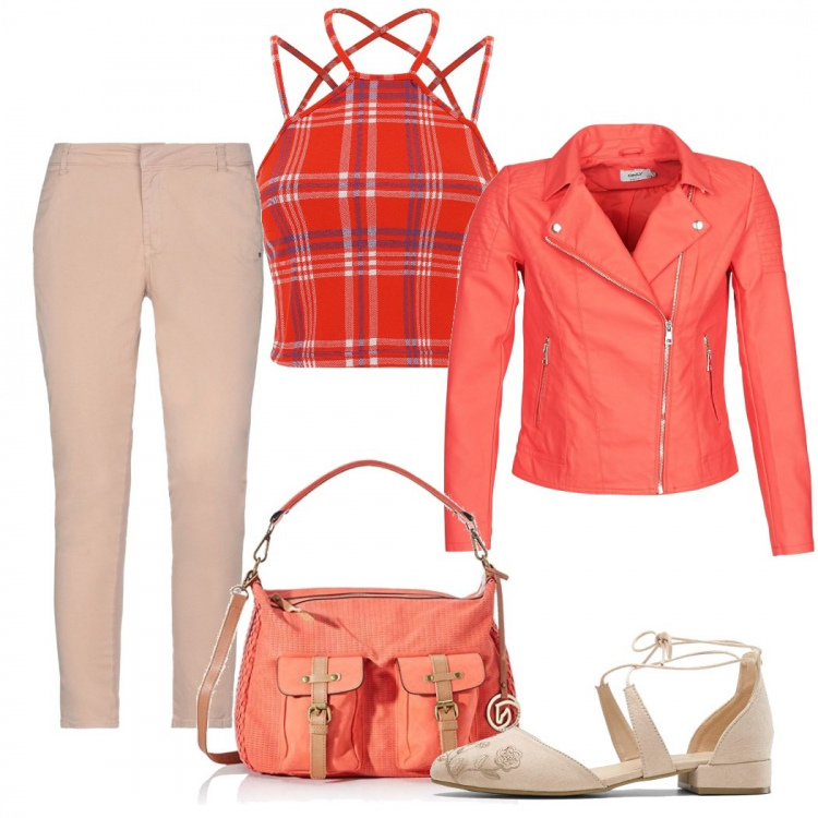 Outfit donna - A tutto arancio!!. Stile Basic per Tutti i giorni. Abbinamento con décolleté, pantaloni, blazer, top, borse a tracolla.