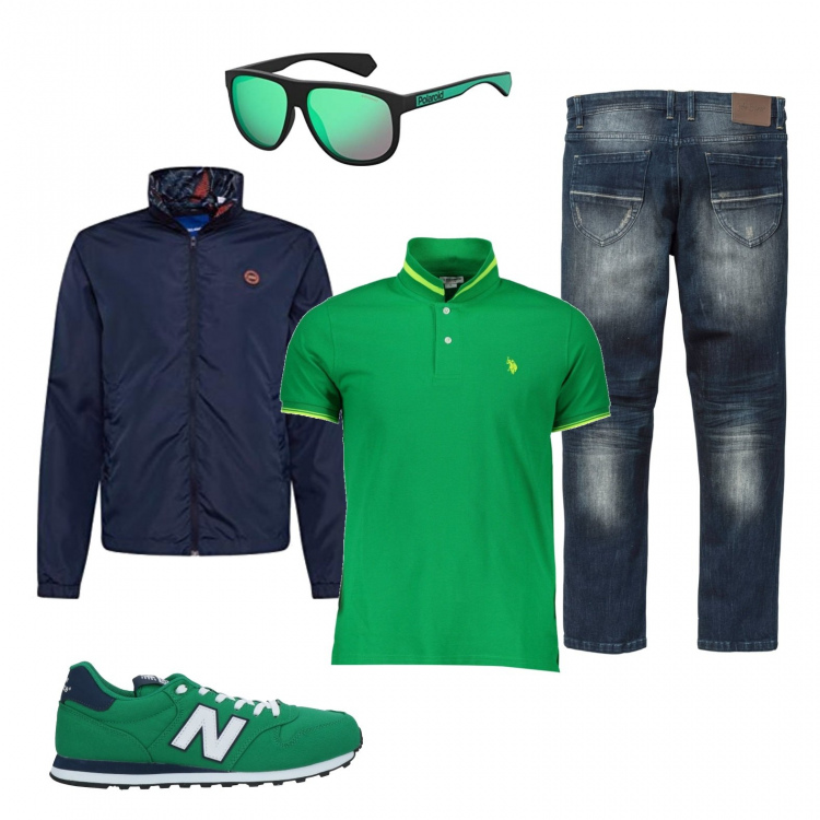 Outfit uomo - Il verde smeraldo è top. Stile Casual per Tutti i giorni. Abbinamento con jeans slim fit, sneakers, giacche, polo, occhiali da sole.