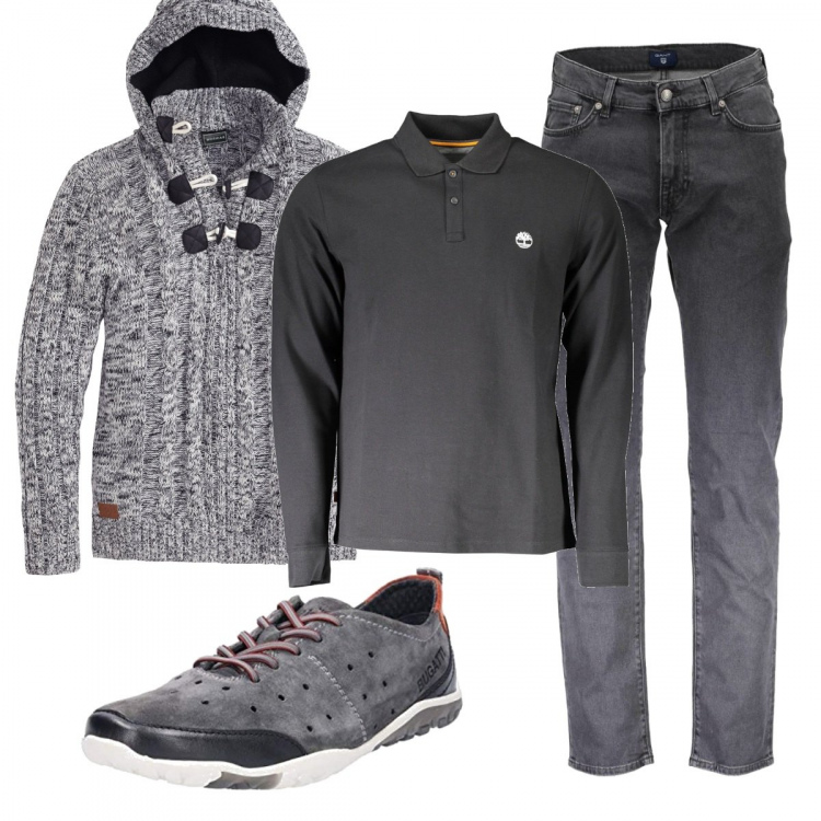 Outfit uomo - Casual #11113. Stile Casual per Tutti i giorni. Abbinamento con maglieria, jeans, polo, sneakers.