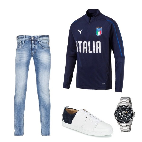 Outfit uomo - La partita dell\'Italia. Stile Casual per Sport.