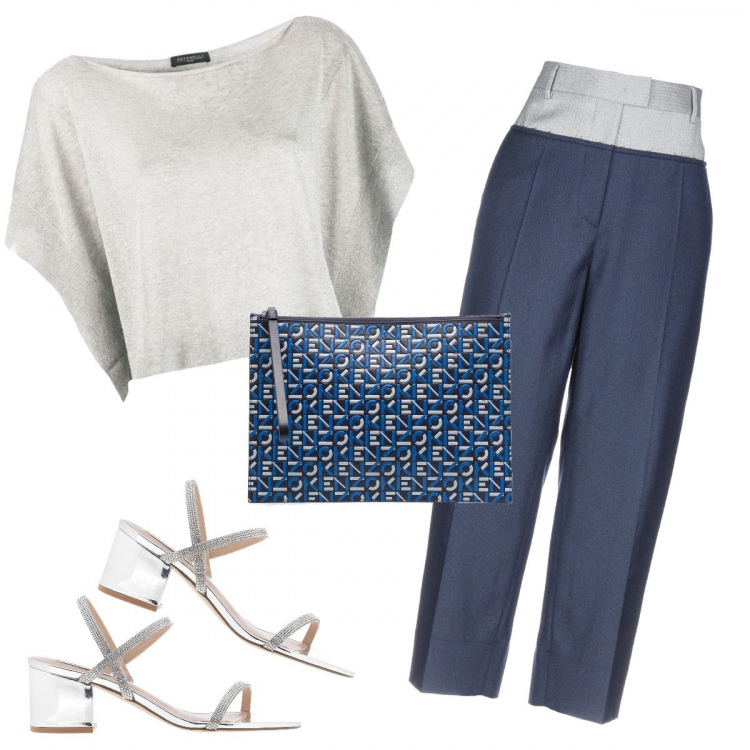 Outfit donna - Basic #18685. Stile Basic per Serata fuori. Abbinamento con pantaloni, sandali col tacco, top, clutch.