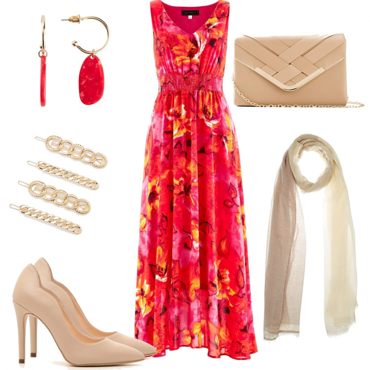 Outfit donna - Curvy Chic. Stile Chic per Cerimonia. Abbinamento con gonne, vestiti lunghi, orecchini, accessori per capelli, décolleté, stole.