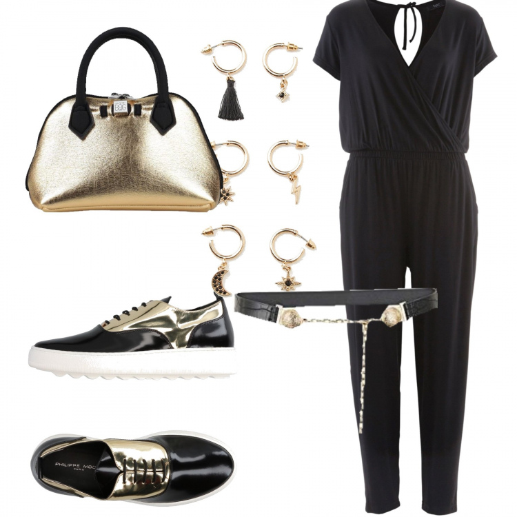 Outfit donna - Con le sneakers firmate. Stile Trendy per Tutti i giorni. Abbinamento con tute, sneakers, borse a mano, orecchini, cinture.