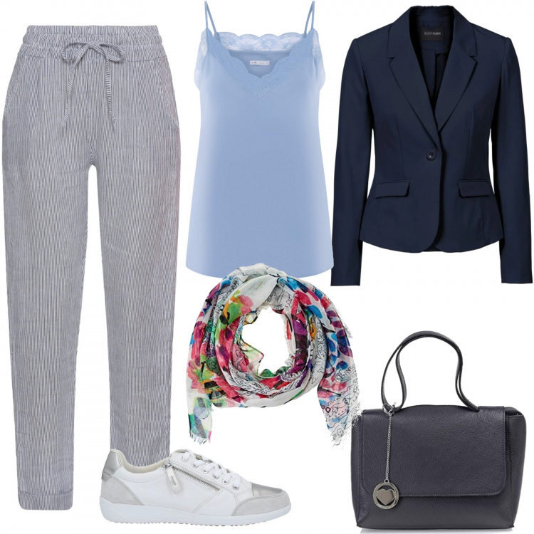 Outfit donna - Il top con pizzo. Stile Bon Ton per Tutti i giorni. Abbinamento con pantaloni, blazer, sneakers, canottiere, borse a mano, sciarpe.