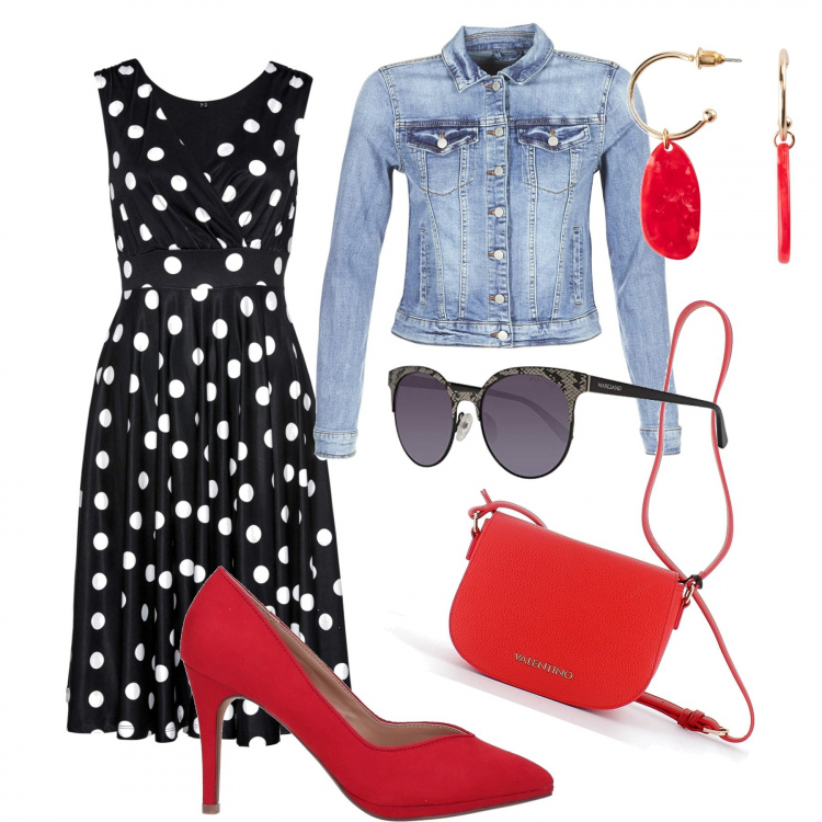 Outfit donna - Trendy #30815. Stile Trendy Abbinamento con vestiti, orecchini, décolleté, giacche, clutch, occhiali da sole.