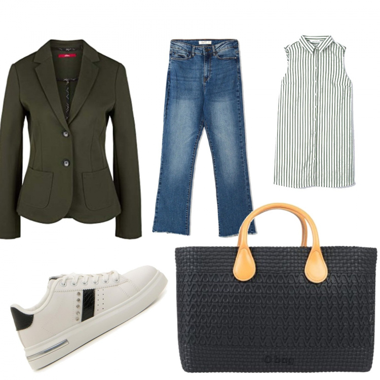 Outfit donna - Total look #1044834. Abbinamento con borse a mano, camicie, jeans, blazer, sneakers.