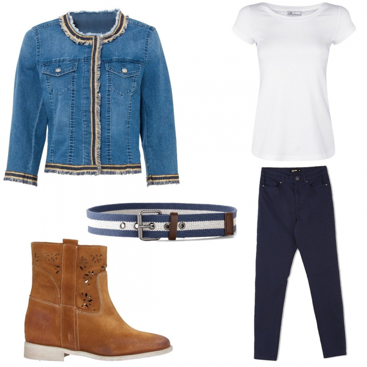 Outfit donna - Total look #1053318. Abbinamento con pantaloni, stivaletti, t-shirt, giacche, cinture.