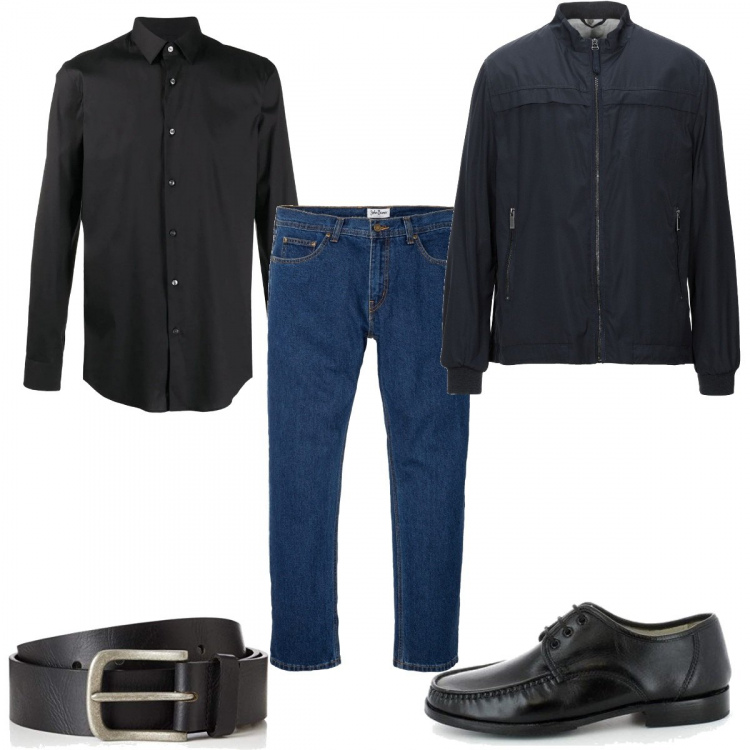 Outfit uomo - Il jeans in ufficio. Stile Trendy per Ufficio. Abbinamento con jeans dritti, cappotti, scarpe stringate, abiti, cinture.