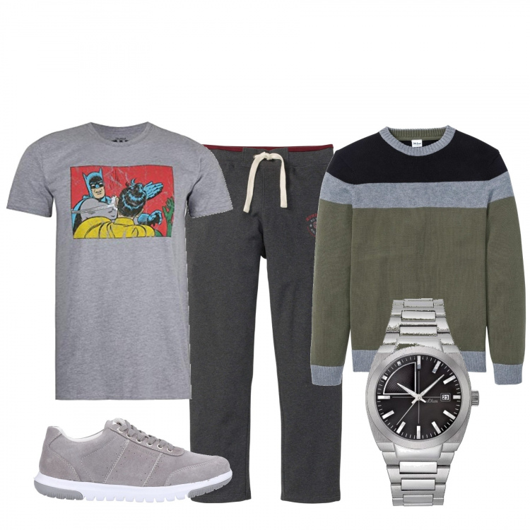 Outfit uomo - Urban #5766. Stile Urban per Tutti i giorni. Abbinamento con pantaloni, maglioni, sneakers, orologi, t-shirt.