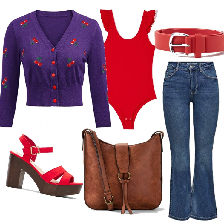 Outfit donna - Freak c’est chic. Stile Urban per Scuola/Università. Abbinamento con borse a tracolla, maglieria, canottiere, cinture, jeans, bolero.