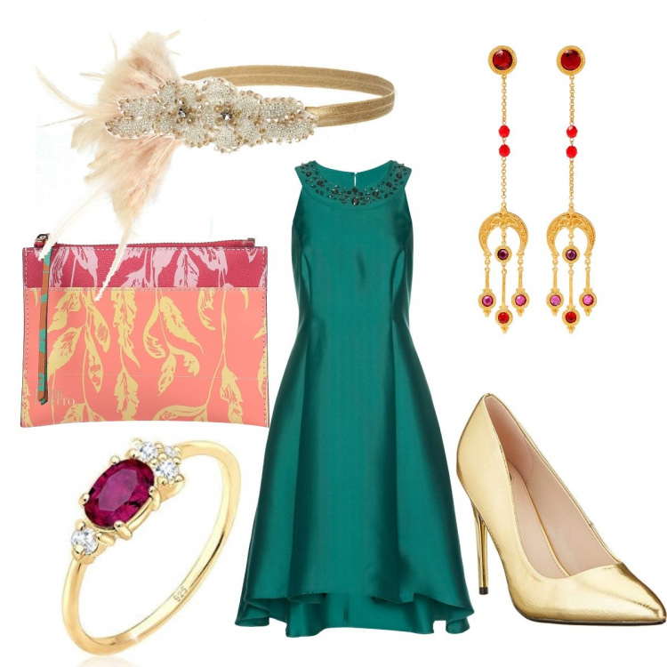 Outfit femme - Mariage au printemps. Style Chic pour Cérémonie. Assortir avec robes, serre-têtes, chaussures à talon, bagues, sacs à main, boucles d'oreilles.