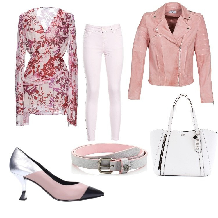 Outfit donna - Rosa grintoso. Stile Bon Ton per Ufficio. Abbinamento con vestiti corti, pantaloni skinny, giacche, décolleté, cinture, shopping bag.