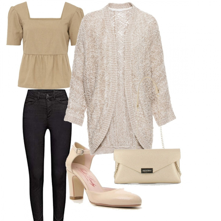 Outfit donna - Urban #11360. Stile Urban per Tutti i giorni. Abbinamento con bluse, cardigans, décolleté, clutch, pantaloni.