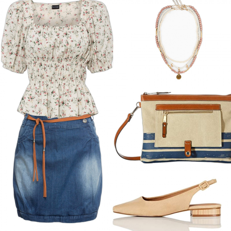Outfit femme - Total look #1063835. pour Bureau. Assortir avec tuniques, jupes longues, colliers, ballerines, pochette.