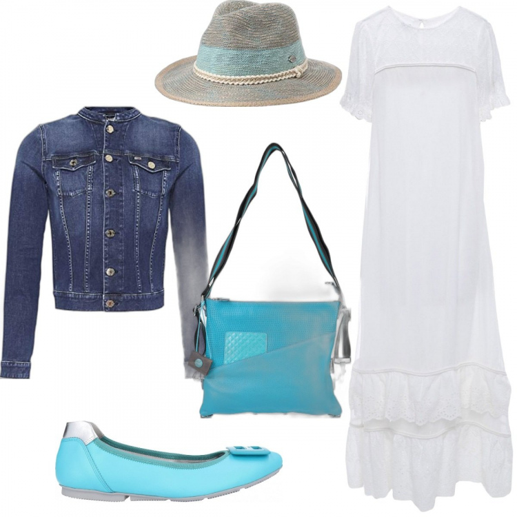 Outfit donna - La ballerina preziosa turchese. Stile Trendy per Serata fuori. Abbinamento con ballerine, vestiti lunghi, borse a spalla, blazer, cappelli.