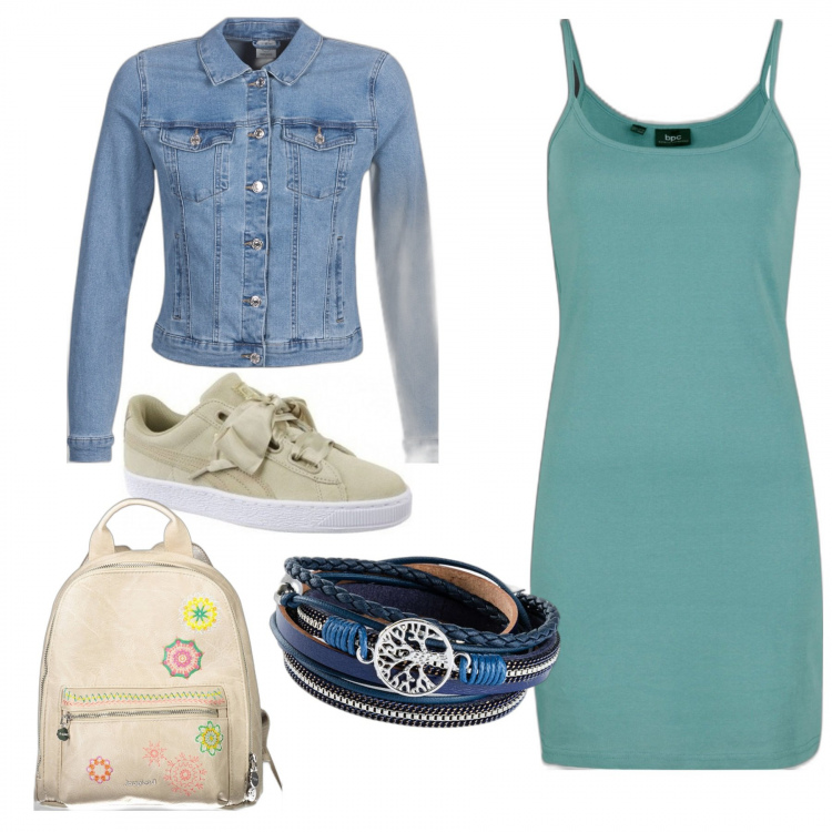 Outfit donna - Serata tra amici. Stile Rock per Serata fuori. Abbinamento con vestiti, braccialetti, giacche, sneakers, zaini.