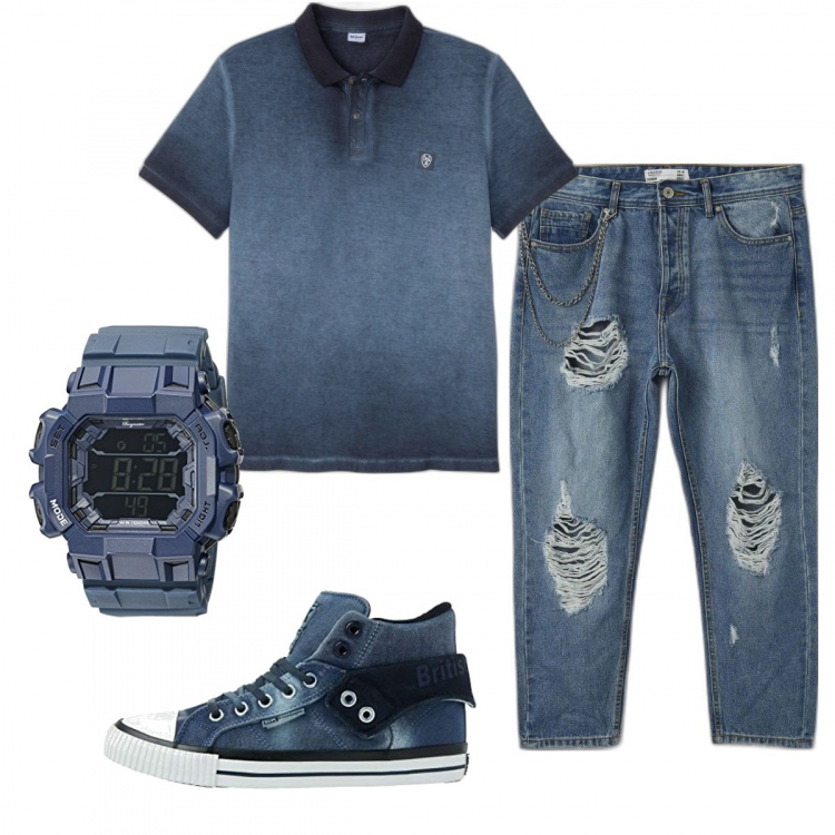 Outfit uomo - Trendy #4225. Stile Trendy per Tutti i giorni. Abbinamento con polo, jeans, orologi, sneakers.