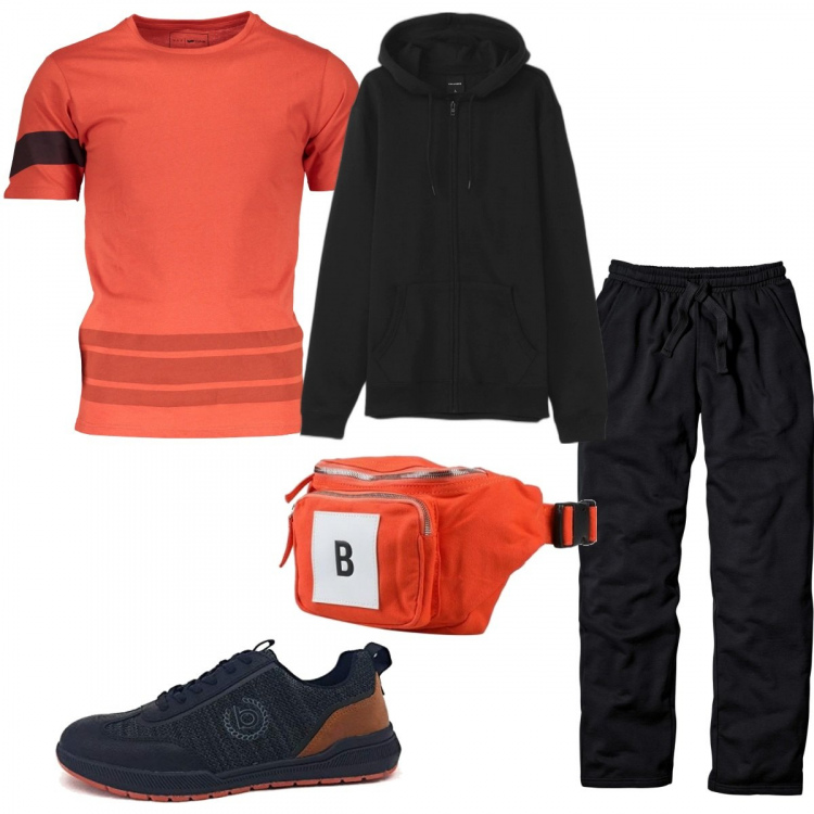 Outfit uomo - Sportivo con i colori estivi!. Stile Trendy per Sport. Abbinamento con pantaloni, borse sportive, felpe con cappuccio, t-shirt, sneakers.