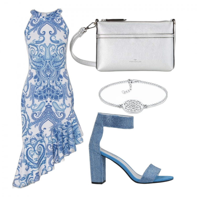 Outfit donna - Total look #1070899. Stile Bon Ton per Serata fuori. Abbinamento con vestiti lunghi, sandali in pelle, pochette, braccialetti.