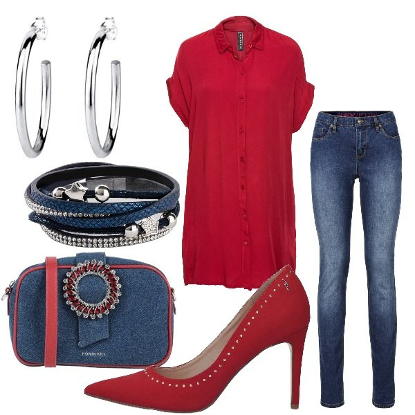 Outfit donna - Aperitivo improvvisato!. Stile Trendy per Tutti i giorni. Abbinamento con jeans skinny, vestiti, braccialetti, décolleté, borse a tracolla, orecchini.
