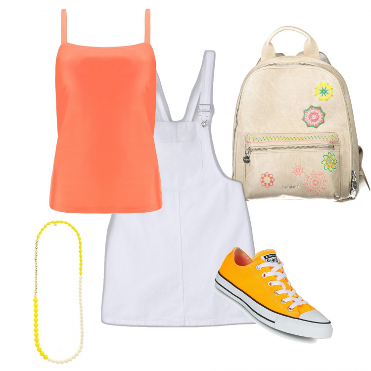 Outfit donna - Total look #1072487. Stile Basic per Scuola/Università. Abbinamento con vestiti, sneakers, collane, canottiere, zaini.