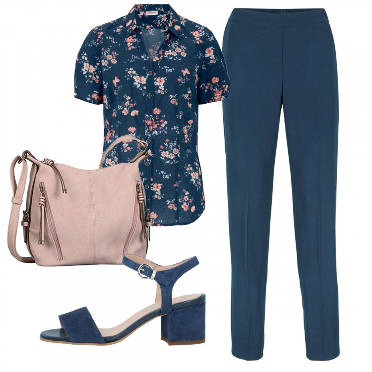 Outfit donna - Bon Ton #11787. Stile Bon Ton per Tutti i giorni. Abbinamento con sandali in pelle, camicie a manica corta, pantaloni, borse a tracolla.