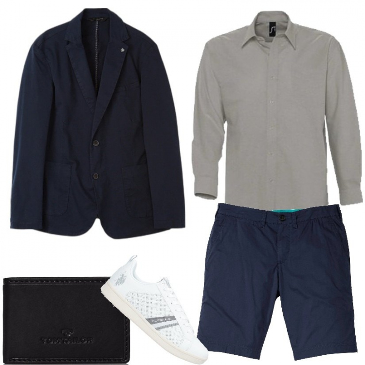 Outfit uomo - Il blazer estivo. Stile Casual per Tutti i giorni. Abbinamento con bermuda, sneakers, camicie, giacche, portafogli.