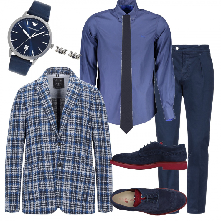 Outfit uomo - Eleganza da business. Stile Business/Elegante per Ufficio. Abbinamento con scarpe stringate, pantaloni, giacche, orologi, cravatte, camicie.