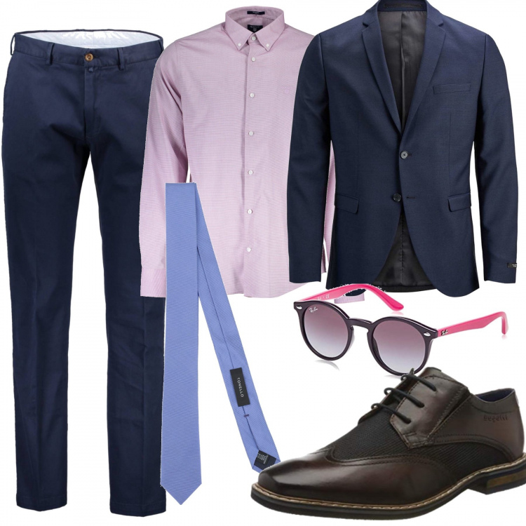 Outfit uomo - Business elegance. Stile Business/Elegante per Ufficio. Abbinamento con giacche, cravatte, scarpe stringate, occhiali da sole, camicie, pantaloni.