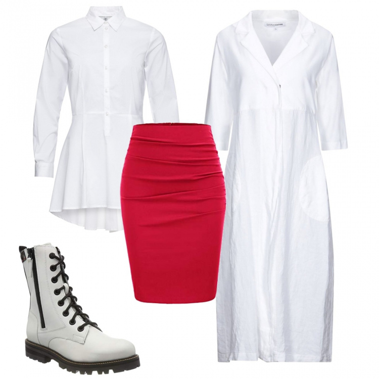 Outfit donna - Asuna. Stile Romantica per Tutti i giorni. Abbinamento con camicie, cappotti, gonne, stivaletti.