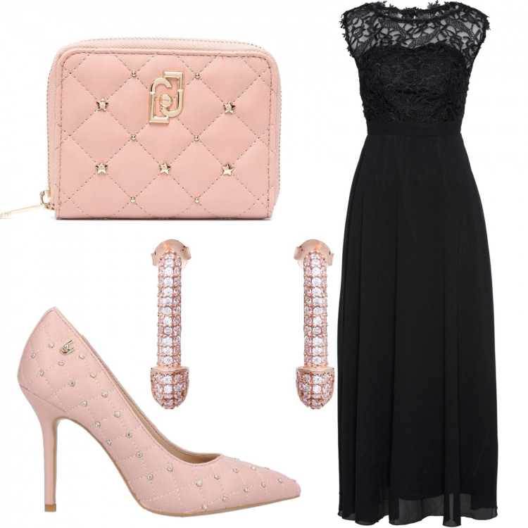 Outfit donna - Pizzo e accessori Liu Jo. Stile Romantica per Cerimonia. Abbinamento con vestiti lunghi, décolleté, orecchini, clutch.