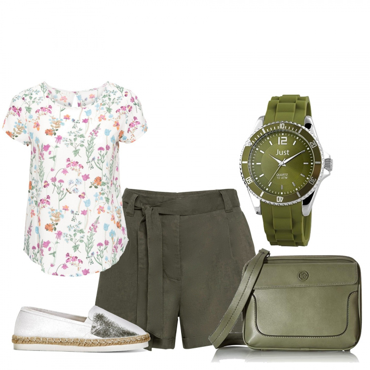 Outfit donna - Total look #1094435. Stile Basic per Tutti i giorni. Abbinamento con bluse, shorts, espadrillas, borse a tracolla, orologi.