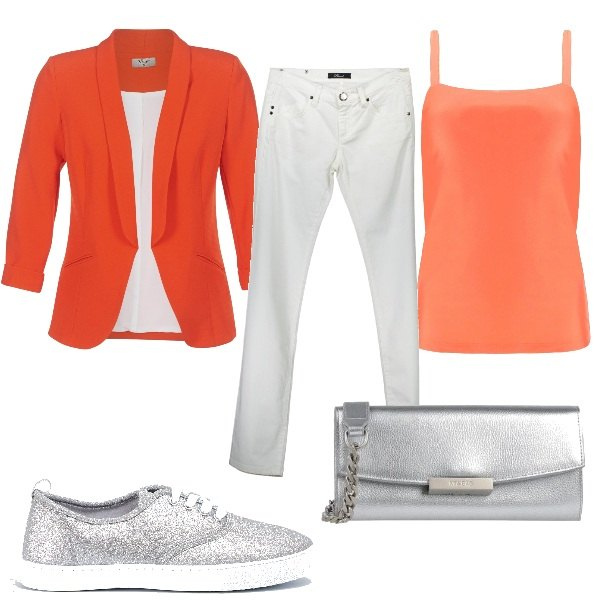 Outfit donna - Total look. Stile Minimal per Serata fuori. Abbinamento con borse a mano, sneakers, giacche, canottiere, pantaloni.