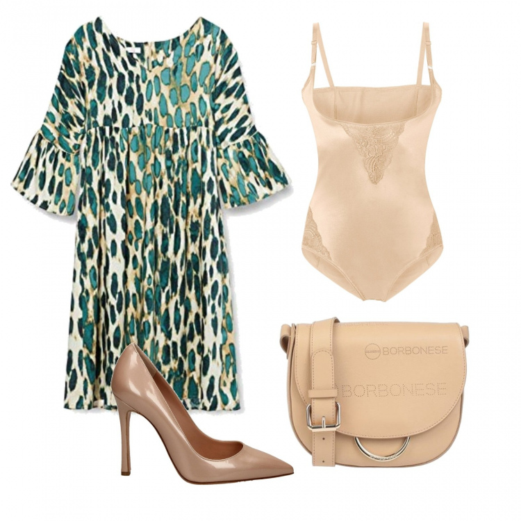 Outfit donna - L\' abito fresco. Stile Casual per Ufficio. Abbinamento con body, borse a tracolla, décolleté, vestiti.