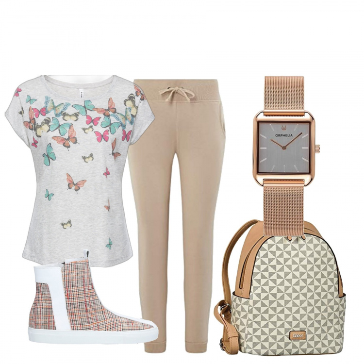 Outfit donna - Total look #1095777. Stile Basic per Tutti i giorni. Abbinamento con sneakers alte, maglieria, zaini, pantaloni, orologi analogici.