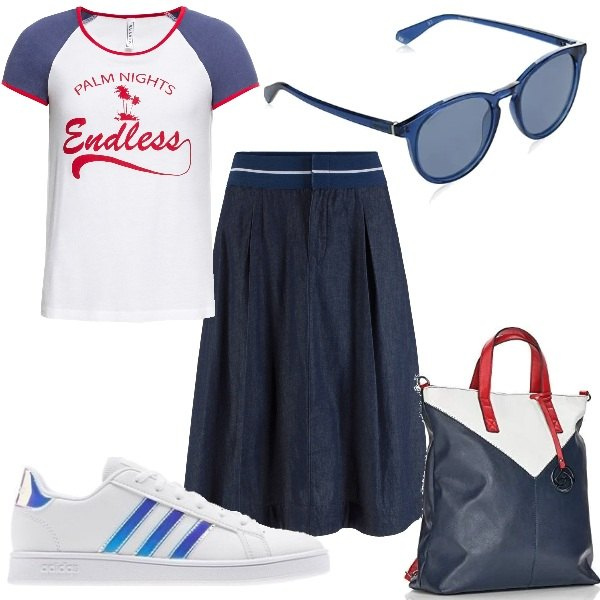 Outfit donna - Plus size urban low cost. Stile Urban per Tutti i giorni. Abbinamento con t-shirt, gonne, sneakers, zaini, occhiali da sole.