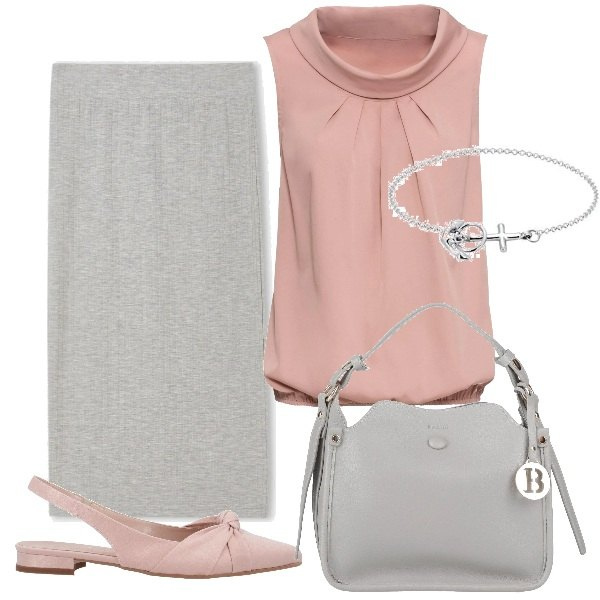 Outfit donna - Minimal chic low cost. Stile Minimal per Tutti i giorni. Abbinamento con borse a mano, ballerine, top, gonne longuette, braccialetti.