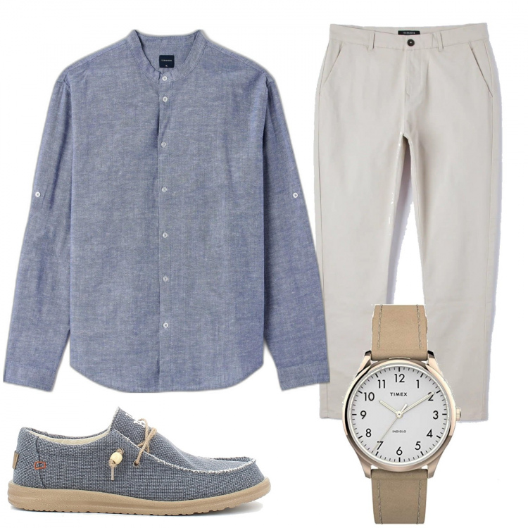 Outfit uomo - Coreana al colloquio di lavoro. Stile Business/Elegante per Ufficio. Abbinamento con camicie, pantaloni, scarpe stringate, orologi analogici.